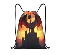 Dragón Al Atardecer, Ala Dramática Hombre Mujer Mochila De Cuerdas Con Cordón Mochila Con Cordón Impermeable Mochilas Deportiva Para Fútbol Natación Senderismo