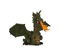 Dragón alado verde con llama