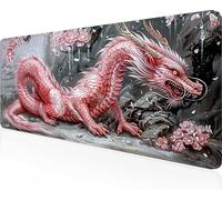DragóN Alfombrilla Ratón XXL 100 x 50 cm, Mouse Pad Rosa Alfombrilla Ratón Gaming con Superficie Suave y Base de Goma Antideslizante, Gaming Mousepad Mejora La Precisión y La Velocidad PjY7697 A-X