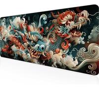 DragóN Alfombrilla Ratón XXL 800x300x3mm, Mouse Pad Negro Alfombrilla Ratón Gaming con Superficie Suave y Base de Goma Antideslizante, Gaming Mousepad Mejora La Precisión y La Velocidad PjY8983 R-D