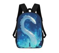 Dragon And Figure in Blue Landscape Mochilas Escolares Mochilas Informales Mochilas De Día Bolsa Escolar Para Trabajo Y Viajes Para El Campus Viajes Al Aire Libre Deportes 17inch