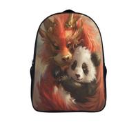 Dragon And Panda Mochila Para Niños Para Regreso A La Escuela Con Pecho 3D Y Capa De Plegable Para Niños Mochila De Viaje 40x28x16cm