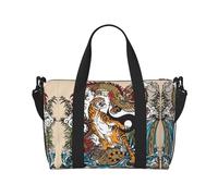 Dragon and Tiger - Bolsa de viaje cruzada, 41 x 29 x 15 cm, bolsa de viaje para parte inferior de silla, bolsa de viaje, bolsa de noche, bolsa de mano unisex, Black, Talla única