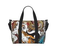 Dragon and Tiger - Bolsas de lona para viajar, ligeras bolsas de viaje Oxford para artículos personales para mujeres, bolsas de gimnasio ideales para hombres, Black, Talla única