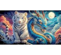 dragón and Tiger Puzzle de 1000 Piezas de Papel Reciclado - Juego Divertido & Estimulante para Adultos y niños Regalo 38x26/1000pcs