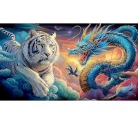 dragón and Tiger Puzzle de 1000 Piezas de Papel Reciclado - Juego edugatoivo & Relajación para Adultos en casa 75x50/1000pcs