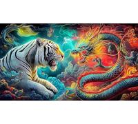 dragón and Tiger Puzzle de 1000 Piezas para Adultos - Juego Familiar Divertido & Estimulante Idea Actividad para casa 38x52/1000pcs