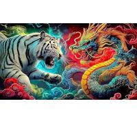 dragón and Tiger Puzzle de 1000 Piezas para Adultos - Papel Reciclado Actividad para casa & Idea 75x50/1000pcs