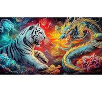 dragón and Tiger Puzzle de 1000 Piezas para Adultos - Papel Reciclado Regalo Divertido & Juego Familiar Estimulante 75x50/1000pcs