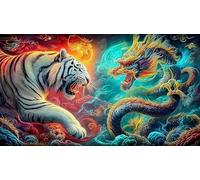 dragón and Tiger Puzzle de 1000 Piezas para Adultos y niños - Actividad Familiar Juego edugatoivo & Relajación Regalo 38x26/1000pcs