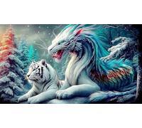 dragón and Tiger Puzzle de 1000 Piezas para Adultos y niños - Juego Familiar Divertido & Estimulante Idea 38x26/1000pcs