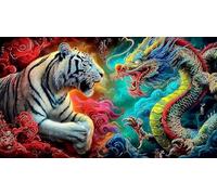 dragón and Tiger Puzzle de 1000 Piezas para niños - Juego Divertido & Estimulante para Adultos y Familia 75x50/1000pcs