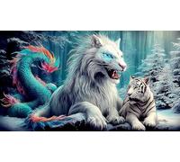 dragón and Tiger Puzzle para Adultos de 1000 Piezas - Juego Familiar Divertido & Estimulante Juego edugatoivo & Relajación 38x26/1000pcs