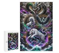 Dragon and White Tiger Puzzle De 1000 Piezas Rompecabezas para Adultos Rompecabezas 1000 Piezas para Adultos para Amantes O Amigos Rompecabezas Imposable 1000 PCS