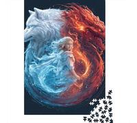 Dragon and Wolf Fantasy Art Print Puzzles Imposible,desafío for Adults Juego Educativo 1000 Piezas Obra De Arte De Juego De para Adultos Y Niños A Partir De 12 Años 52x38cm/1000pcs