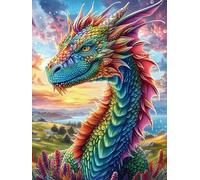 Dragón arcoíris en Brillo mágico Puzzles 1000 Piezas Estera Portátil Plegable Paisaje de Ciencia ficción Rompecabezas para Adultos Desafío Intelectual Aliviar Estrés Decoración Hogar 3D 1000 PCS