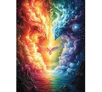 Dragón ardiente en Cielo cósmico Puzzle 300 Piezas Juguete Educativo Intelectual Ciencia ficción sueño mágico Rompecabezas Impossible para Adultos Aliviar Estrés Decoración Hogar DIY Creativo 300 PCS