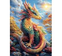 Dragón ardiente en un Valle de montaña Puzzle 300 Piezas Cartón Grueso para Adolescentes Animales y Plantas Mejora Coordinación Ojo-Mano Actividad Compartir Familia Pieza Colección Navidad 300 PCS