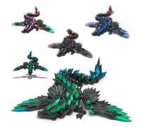 Dragón articulado alado impreso en 3D decoración del universo fantástico Fidget Toy idea regalo único decoración del hogar dormitorio salón (negro y azul verde)