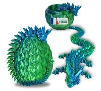 Dragón Articulado y Huevo de Dragón Impreso en 3D - Decoración de Universo Fantástico Fidget Toy Idea Decoración para Casa Habitación Niños Figura Kawaii (Azul Verde Brillante)
