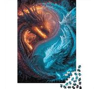 Dragon Artwork Fire Vs Ice Rompecabezas Imposible,desafío for Adults Juego Educativo 1000 Piezas Obra De Arte De Juego De para Adultos Y Niños Mayores De 12 Años 52x38cm/1000pcs