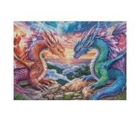 Dragón auspicioso mar de Nubes Puzzle 300 Piezas Estera Portátil Antideslizante Rompecabezas Familiar para Hombres Y Mujeres Aliviar Estrés Decoración Hogar 300 PCS