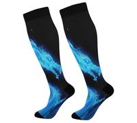 Dragón Azul Fuego Calcetines Altos Largos Unisex Calcetines De Viaje Medias Para Enfermera Hombres Varicosas Ciclismo 1 Par 50Cm