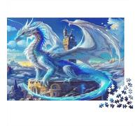 Dragón Azul Helado Castillo Fantasía Puzzle de 1000 Piezas Papel Puzzle para Adultos Puzzle para Toda la Familia Relajación Decoración Regalo 52x38cm/1000pcs