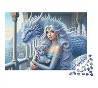 Dragón Azul Hielo Reina Fantasía Puzzle de 1000 Piezas para Adultos Papel Escena Palacio Mágico Relajación Juego Familiar Decoración Regalo 70x50cm/1000pcs