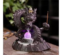 Dragon Backflow Incense Burne, soporte de incienso de reflujo con 20 conos de incienso de reflujo para decoración del hogar, soporte de cerámica para quemador de incienso en exquisita caja de regalo