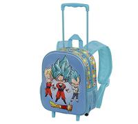 Dragon Ball (Bola de Dragón) Three-Mochila 3D con Ruedas Pequeña, Azul, 26 x 34 cm, Capacidad 12.5 L