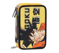 Dragon Ball Super - Estuche Escolar Oficial Dragon Ball, Estuche con 3 Compartimentos para niño y niña con Juego de papelería, bolígrafo borrable Azul y práctico Cierre de Cremallera, 20 x 13 x 7 cm