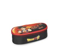 Dragon Ball Super - Estuche escolar ovalado oficial Dragon Ball, ideal para guardar la papelería, con divisor interior con trabillas elásticas y práctico cierre de cremallera, 22 x 7 x 9,5 cm,