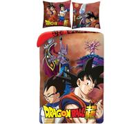 Dragon Ball Super Funda Nórdica Cama 90 140x200 + Funda Goku Vegeta | Ropa de cama reversible | Microfibra suave secado rápido Oeko-Tex | Beerus Whis manga | Regalo | Lavable a máquina