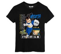 Dragon Ball Super T-Shirt Vegeta Prince de los Saiyanos, Negro, Gráfico Anime Japonés - Teeshirt DBZ Vegeta Super Saiyan, Negro , L