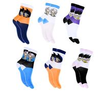 Dragon Ball Z Calcetines Niño, Diseño Goku Vegeta y Trunks Calcetines Altos, Set de 6 Calcetines Regalo para Niños y Adolescentes, Talla EU 27/30