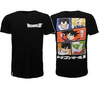 Dragon Ball Z Camiseta con espalda impresa y representante Vegeta, Krillin, Goku, Gohan y Piccolo - Producto con licencia oficial para hombre DBZ, Negro , L