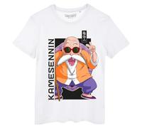 Dragon Ball Z Camiseta Kame Sennin, Camiseta de Algodón Orgánico Blanco con Impresión Tortuga Genial, Teeshirt DBZ, blanco, M