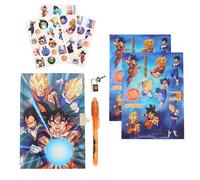 Dragon Ball Z Juego de Papelería, Incluye Cuaderno Boligrafo Pegatinas y Candado con Llaves, Regalo Set de Papeleria para Niños