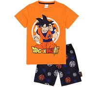 Dragon Ball Z Pijamas Niños | Chicos Chicas Goku Personaje Naranja Manga Corta Camiseta Guerrero Símbolo Pantalones Cortos Negros | Mercancía de Ropa de Anime