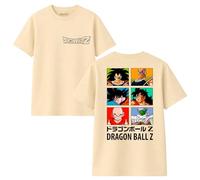Dragon Ball Z T-Shirt, Beige, Logo en la parte delantera y Personajes de DBZ en La espalda: Sonido Goku, Krilin, Piccolo, Raditz, Nappa y Badack, beige, M