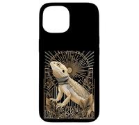 Dragón Barbudo Art Deco con estallido Estelar y Marco geométrico Carcasa para iPhone 15