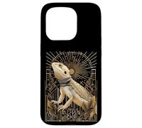 Dragón Barbudo Art Deco con estallido Estelar y Marco geométrico Carcasa para iPhone 15 Pro