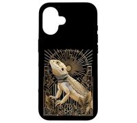 Dragón Barbudo Art Deco con estallido Estelar y Marco geométrico Carcasa para iPhone 16
