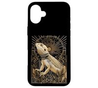 Dragón Barbudo Art Deco con estallido Estelar y Marco geométrico Carcasa para iPhone 16 Plus