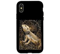 Dragón Barbudo Art Deco con estallido Estelar y Marco geométrico Carcasa para iPhone X/XS