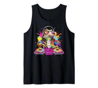 Dragón Barbudo DJ Amante de la música Rainbow Disc Jockey Dance Kids Camiseta sin Mangas