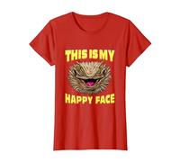 Dragón Barbudo, Esta es mi Cara Feliz, Reptiles pagona Camiseta, Mujer, Rojo, S