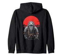 Dragón barbudo fresco en traje samurái estilo japonés arte Sudadera con Capucha
