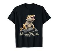 Dragón barbudo sobre rocas Cool reptile Illustration Camiseta